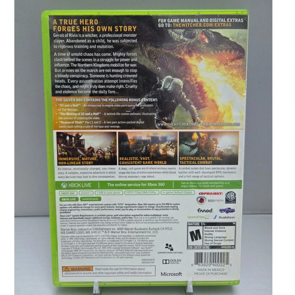 The Witcher 2 Assassins of Kings Enhanced Edition Silver Box(Xbox 360) CIB Works